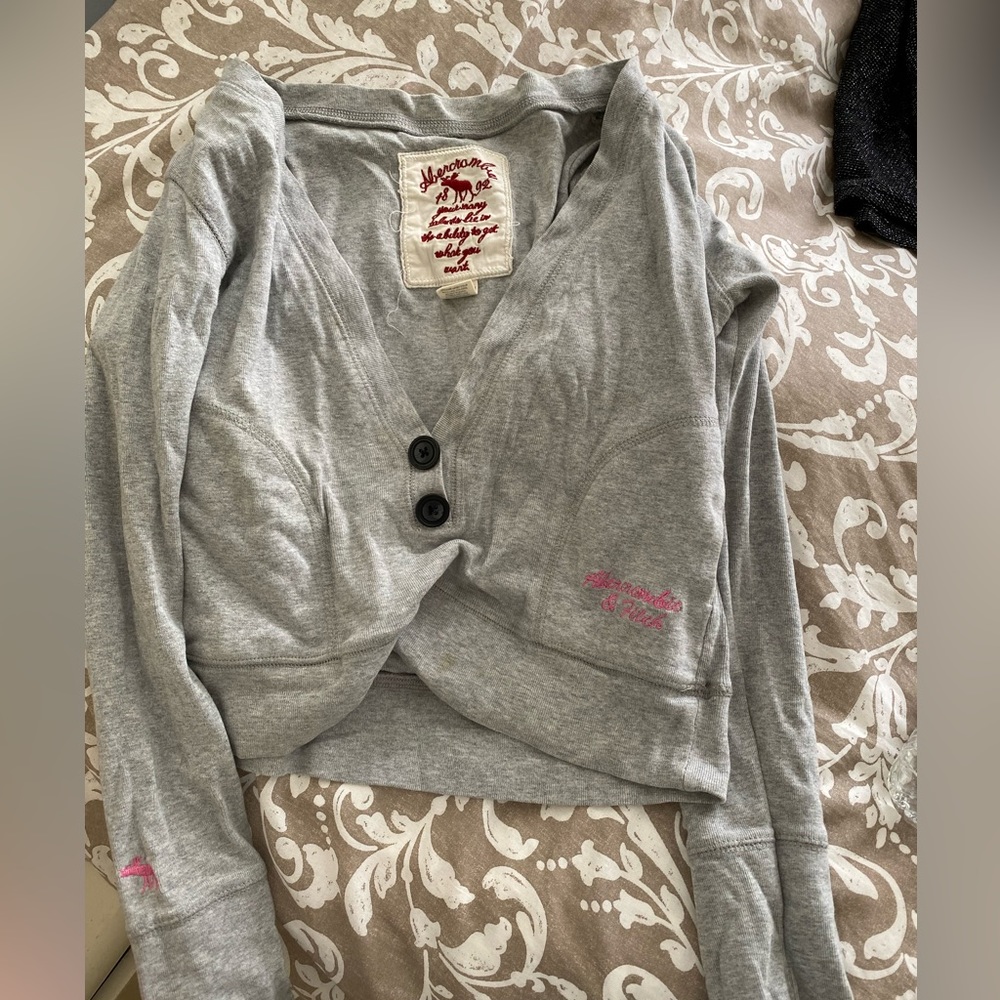 Abercrombie and fitch womens grey sweater cardigan